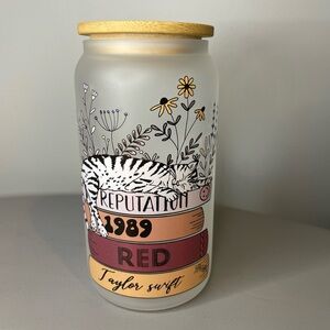 Taylor Swift album glass cup with wooden lid